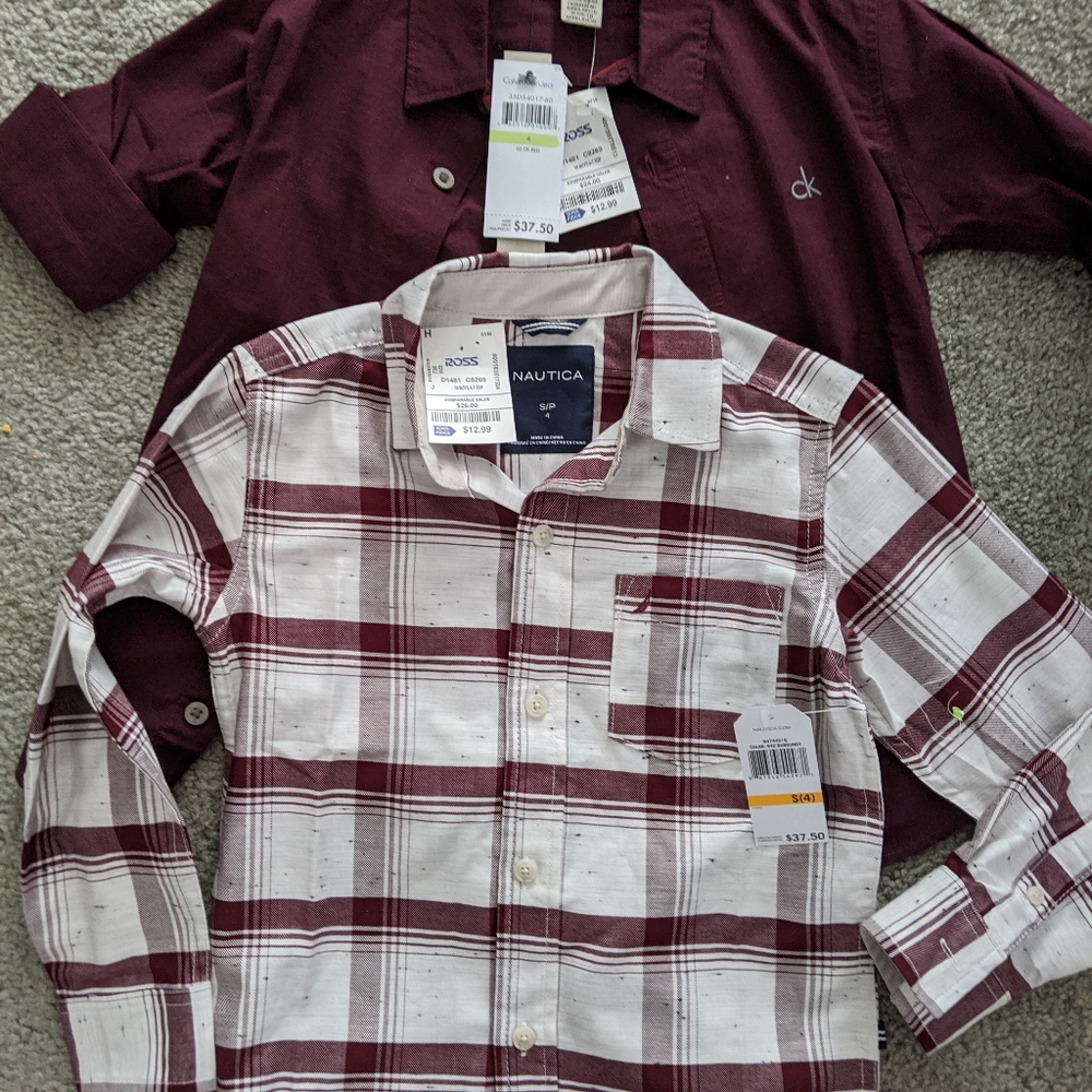 NWT Boys 4t burgundy dress shirts (2)